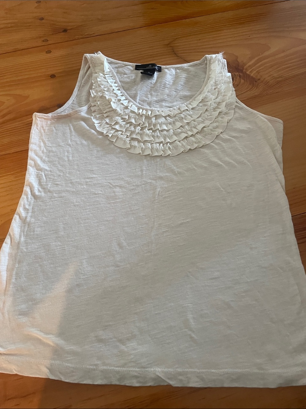 Willi Smith Cream Ruffle-Trim Tank Top